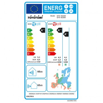 TOYOTOMI GOSAI GTN/GTG-18CMW ΚΛΙΜΑΤΙΣΤΙΚΟ 18000btu ΜΕ ΙΟΝΙΣΤΗ ΚΑΙ WIFI ΕΝΕΡΓΕΙΑΚΗ ΚΛΑΣΗ Α+++/Α+++ ΛΕΥΚΟ
